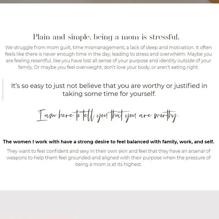 website copywriting for women's health coach