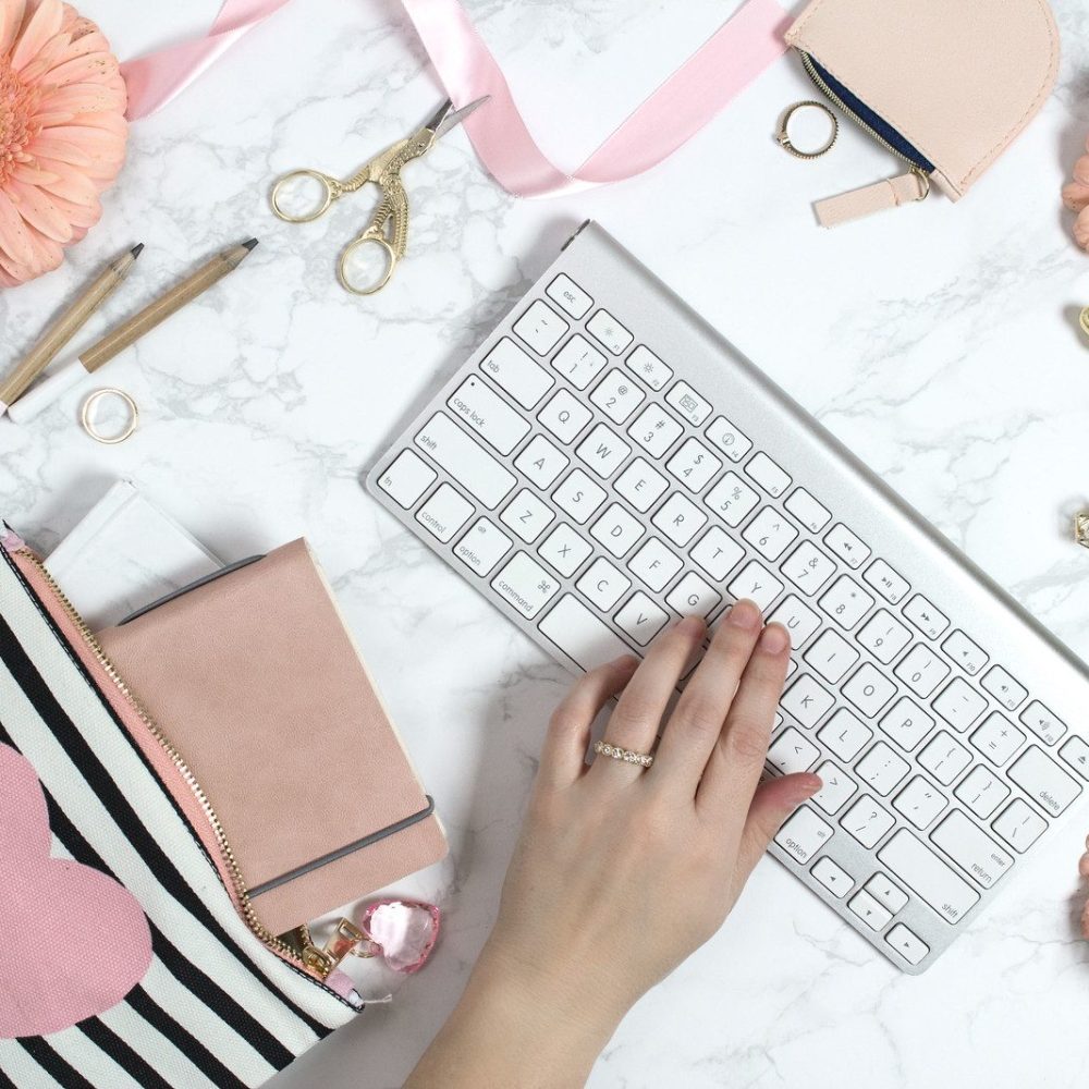 writing on a keyboard